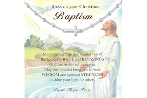 DORANA Christian Gifts for Women Girls 925 Sterling Silver Rosary Cross Link Chain Bracelet Baptism Communion Confirmation Religious Jewelry Gifts with Inspirational Card