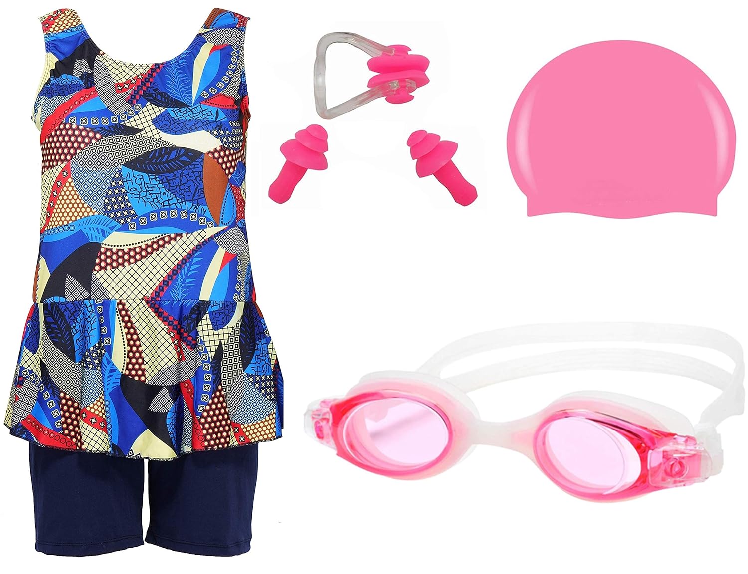 Wetex Premium Girls Swimming Kit with Swimming Costume Swimming Goggles