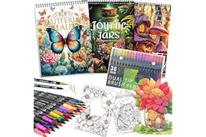 Livres de coloriage pour adultes pour femme - Livre de coloriage pour relaxation et soulagement du stress avec 36 marqueurs à