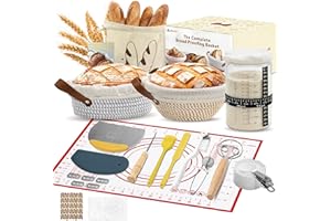 Sourdough Starter Kit with 46pcs, Sourdough Bread Starter Kit with Cotton Rope Banneton Proofing Baskets (9IN Round & 10IN Ov