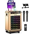 MASINGO Karaoke Machine for Adults and Kids with 2 Bluetooth Wireless Microphones. Portable Singing PA Speaker System with Disco Ball Lights, Lyrics Display Tablet Holder & TV Cable. Soprano X1 2.0