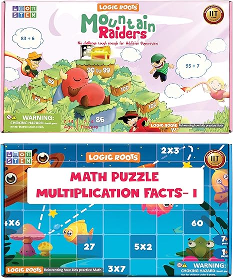 Amazon Logicroots 追加ゲーム 3桁の数字と6個の数学パズル 掛け算表 2 6 72ピース 教育ボードゲーム 7歳以上のお子様用 ボードゲーム おもちゃ