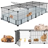 20 Panels Guinea Pigs Playpen with Floor Mat, 56" Guinea Pig Cages for 2 | Extra Large C&amp;C Cage with Top Cover for Guinea Pig Cages, Indoor Playpen for Bunny, Outdoor Metal Fence, 56"Lx24"Wx12"H