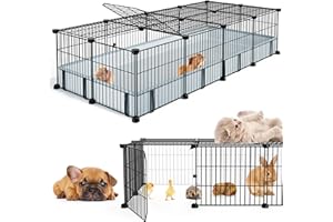 BUCATSTATE Guinea Pig Cages for 2, 20 Panels Guinea Pigs Playpen with Waterproof Mat, Metal Rabbit Cage Indoor for Hedgehogs, Quail, Chickens (56" L x 24" W x 12" H)