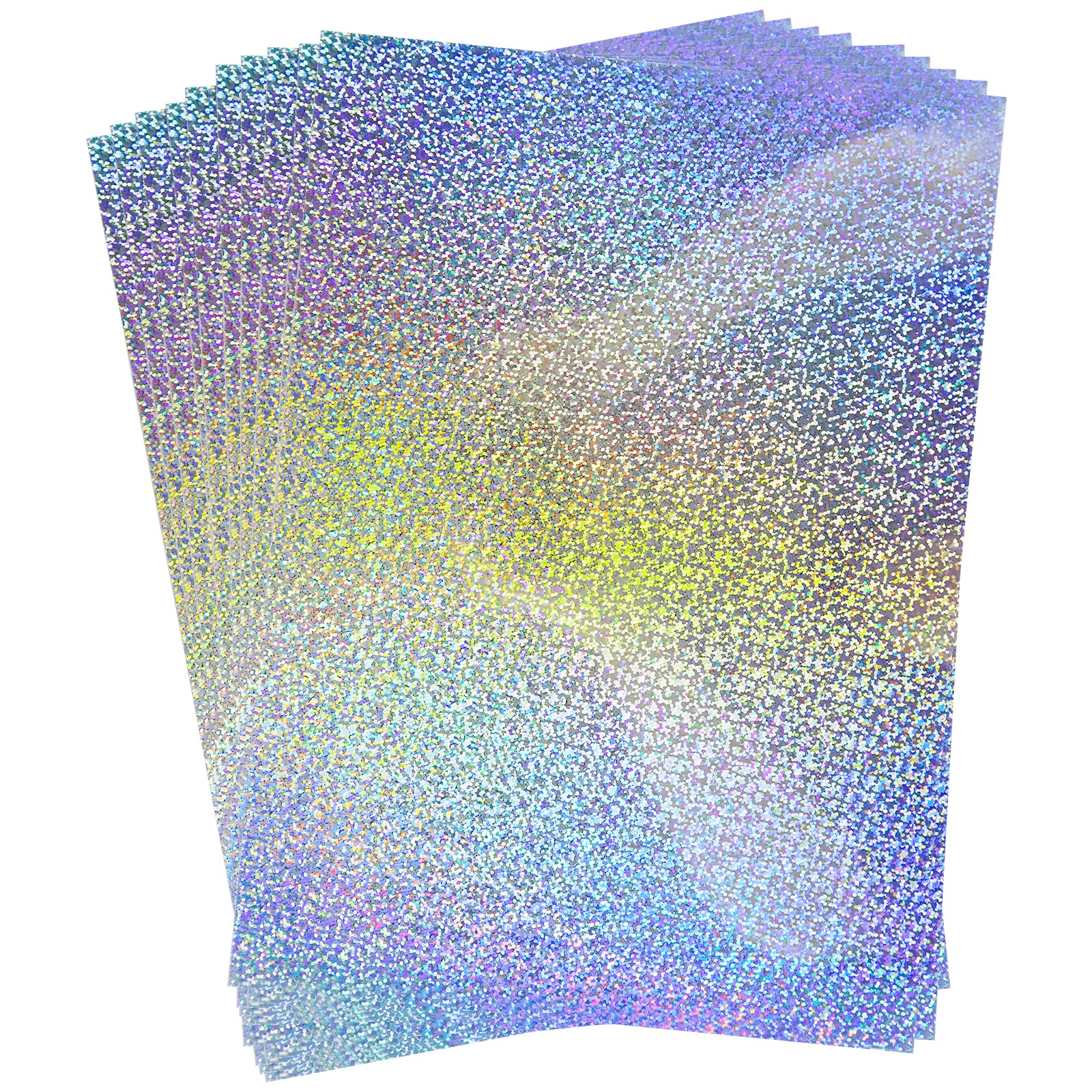 STRBOXONG A4 Holographic Dots Card 250gsm 297mm x 210mm Metallic Silver Cardstock Foil Paper for Arts and Crafts Scrapbooking Shimmer Mirror Finished Shiny Sheets (10 Sheets)