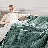 Heated Blanket Throw 50''x60'', Heating Blanket Striped Flannel & Thicker Sherpa, 5 Heat Settings & 4 Hour Auto Off with FCC/ETL Certified, Overheat Protection & Machine Washable, Great Gift, Teal
