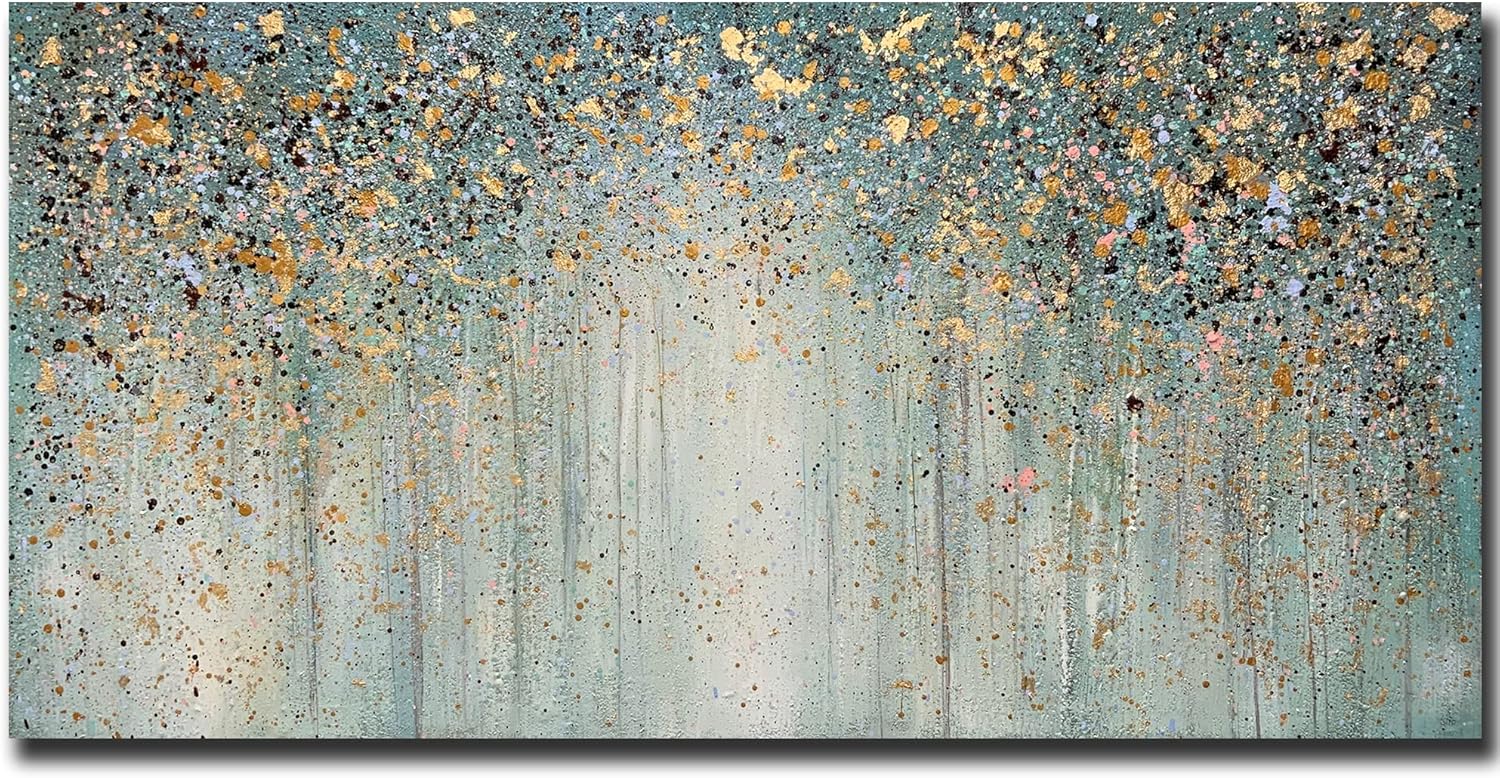 Paintings - V-inspire Art, 24x48 Inch Modern Abstract Hand-Painted Flower Art Large Red Wall Art Decorations Canvas Paintings Wooden Frame Support Wall Hanging Painting Wall Painting Art Living room Bedroom Wall Decorat