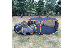 Outdoor Cat Enclosures, Cat Playground Portable Mesh Tent, Outside Circle Playpen Tunnel for Kitty, Rabbit, Puppy and Small A