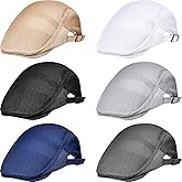 Geyoga 6 Pieces Men's Mesh Flat Cap Breathable Summer Newsboy Hat Cabbie Flat Cap