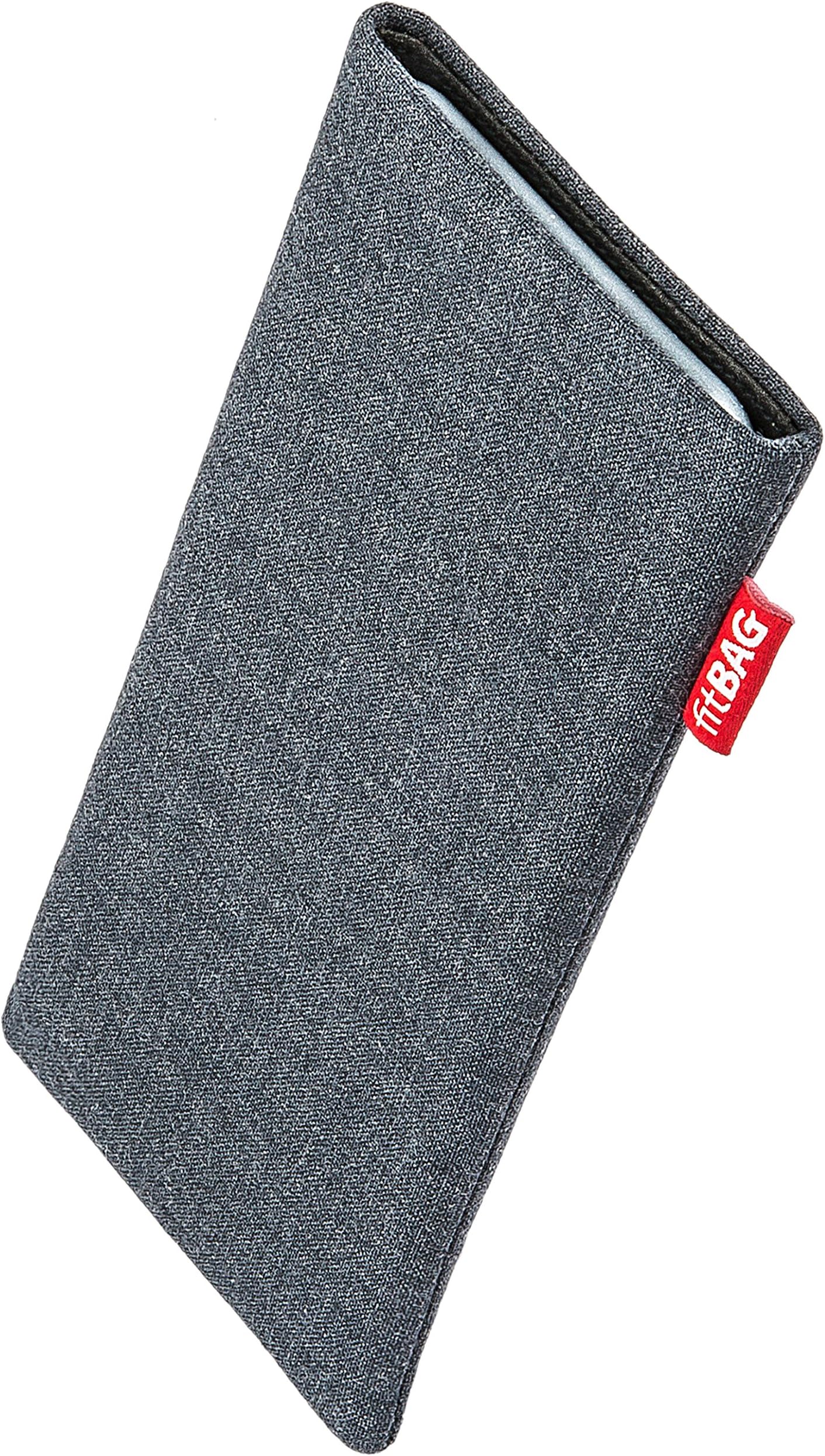 fitBAG Jive Gray custom tailored sleeve for Apple iPhone Xr | Made in Germany | Fine suit fabric pouch case cover with MicroFibre lining for display cleaning