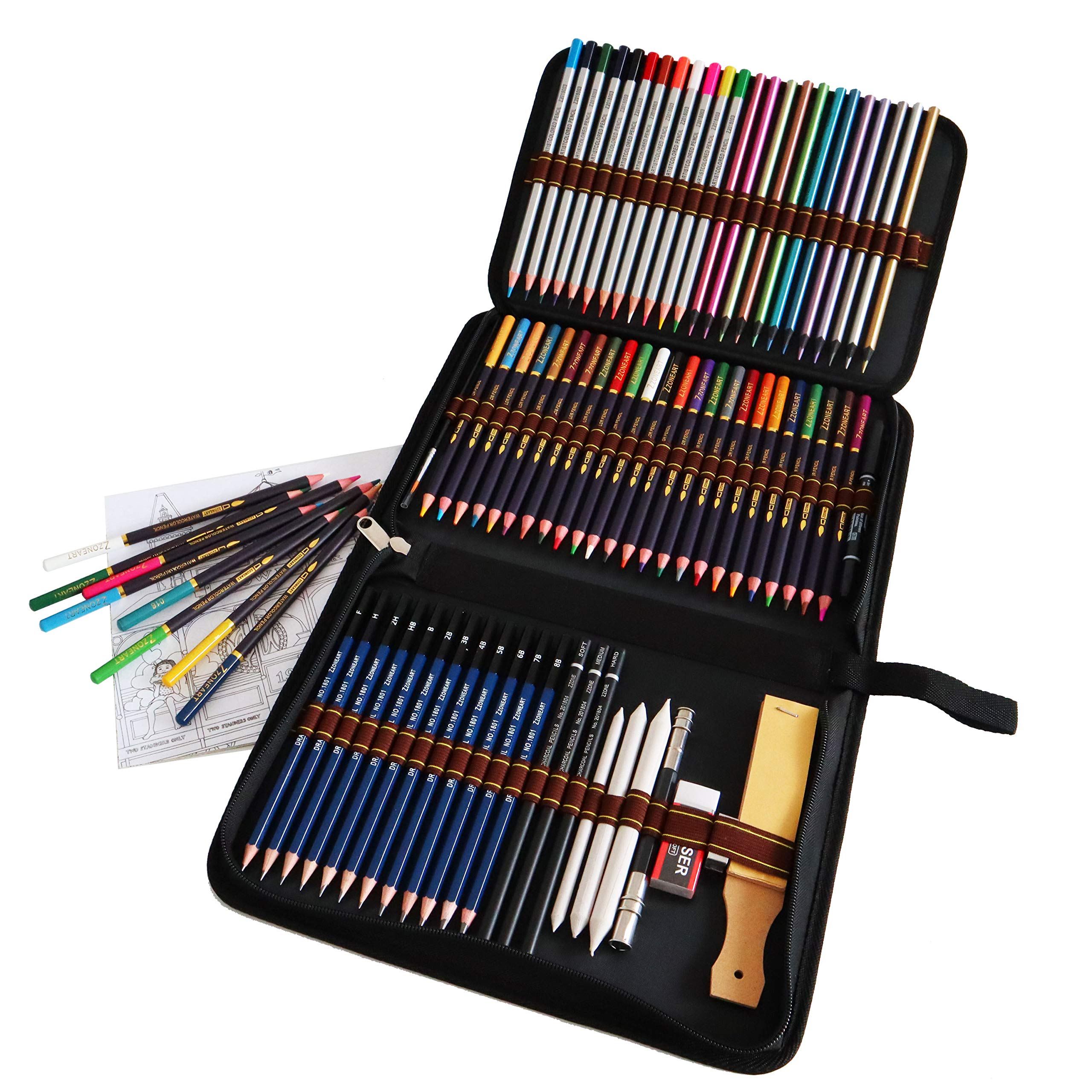 Zeybe Coloring Pencils for Artists - 72 Piece Art Set include Coloured Pencils, Sketch Pencils, Perfect for Adults, Sketching, Colouring and Drawing