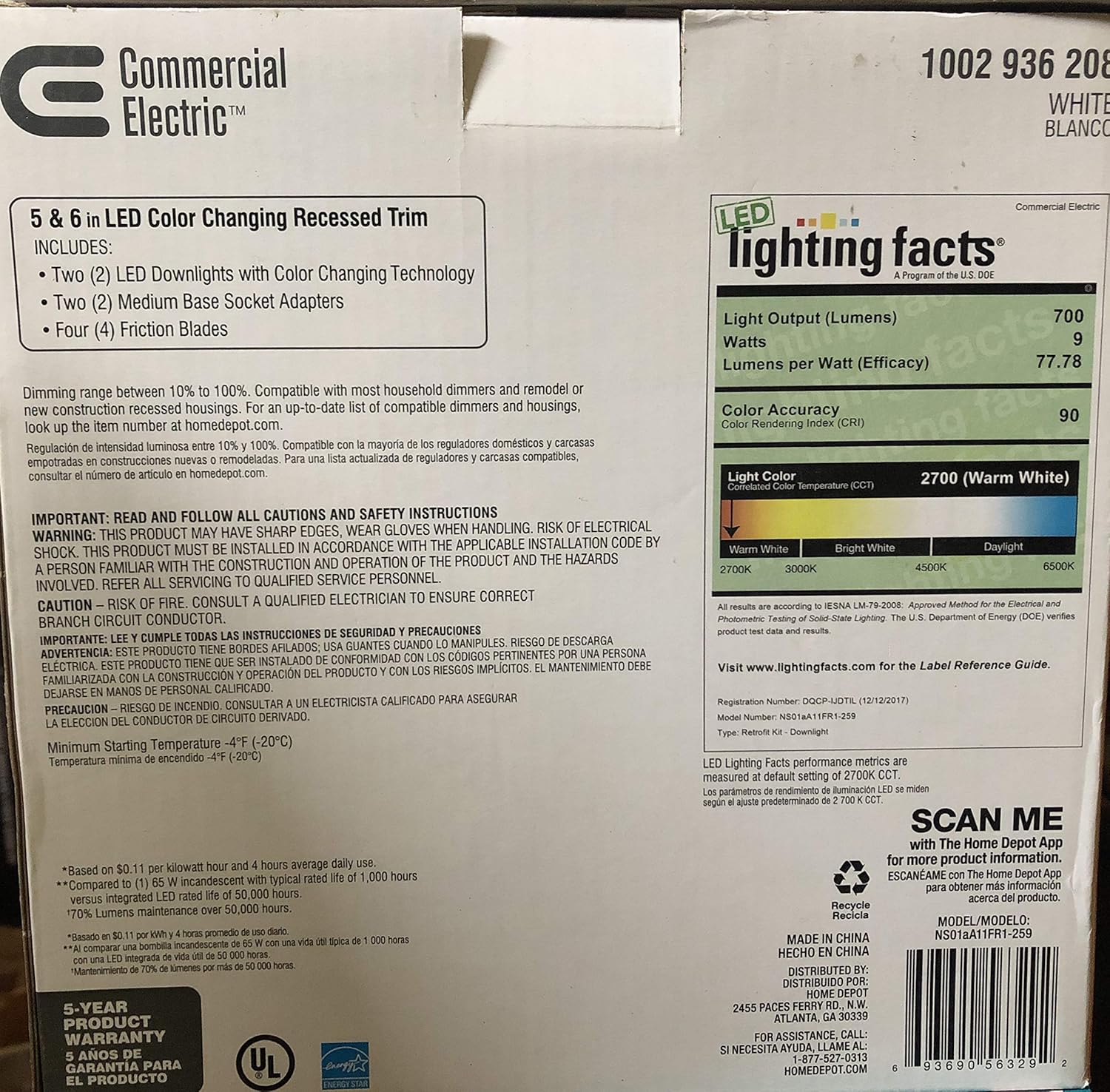 5 6 In Led Color Changing Recessed Trim Commercial Electric 2 Pack Recessed Lighting Tools Home Improvement Rebeltech Com
