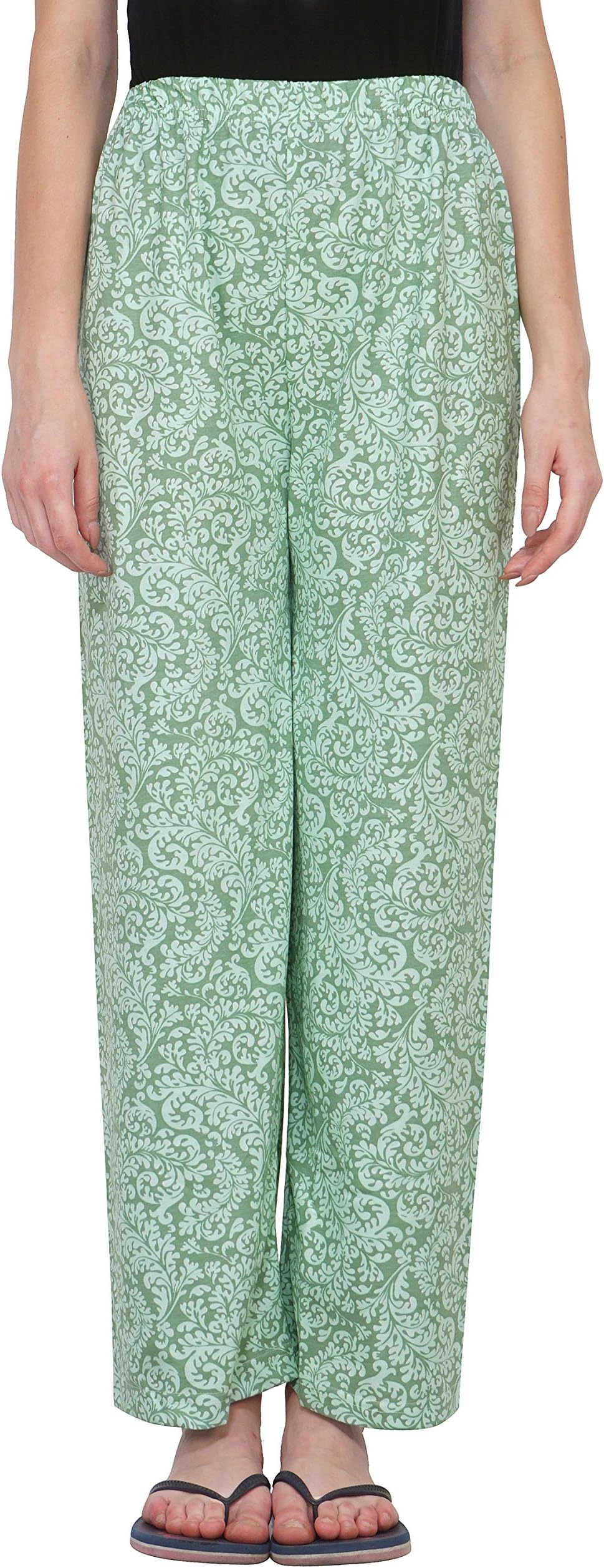 Fflirtygo Night Wear for Women Pyjama, Night Dress, Lounge Wear, Green Color Printed Pyjama,–Soft Cotton Night Wear