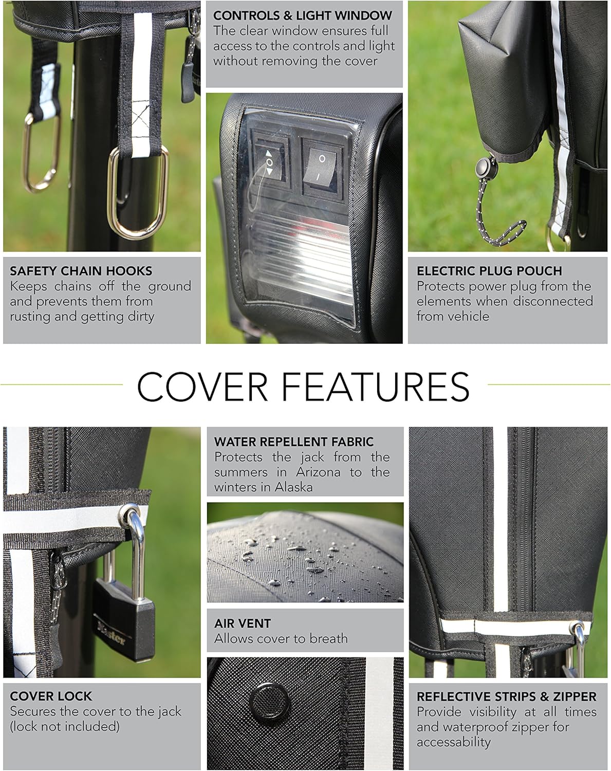 Clever Cover for RAM Jack by Trailersphere Custom Electric Tongue Jack Cover for Trailer, RV, Camper, Chains Holder, Plug Protector, Sun and Waterproof (RAM Jack Cover): Automotive