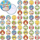 Bonuci 2 1/4 Inches Pin for Happy Birthday Button Pinback Buttons Colorful Button Pins Party Pins for Adult Birthday Party Supplies, 12 Styles(48 Pcs)