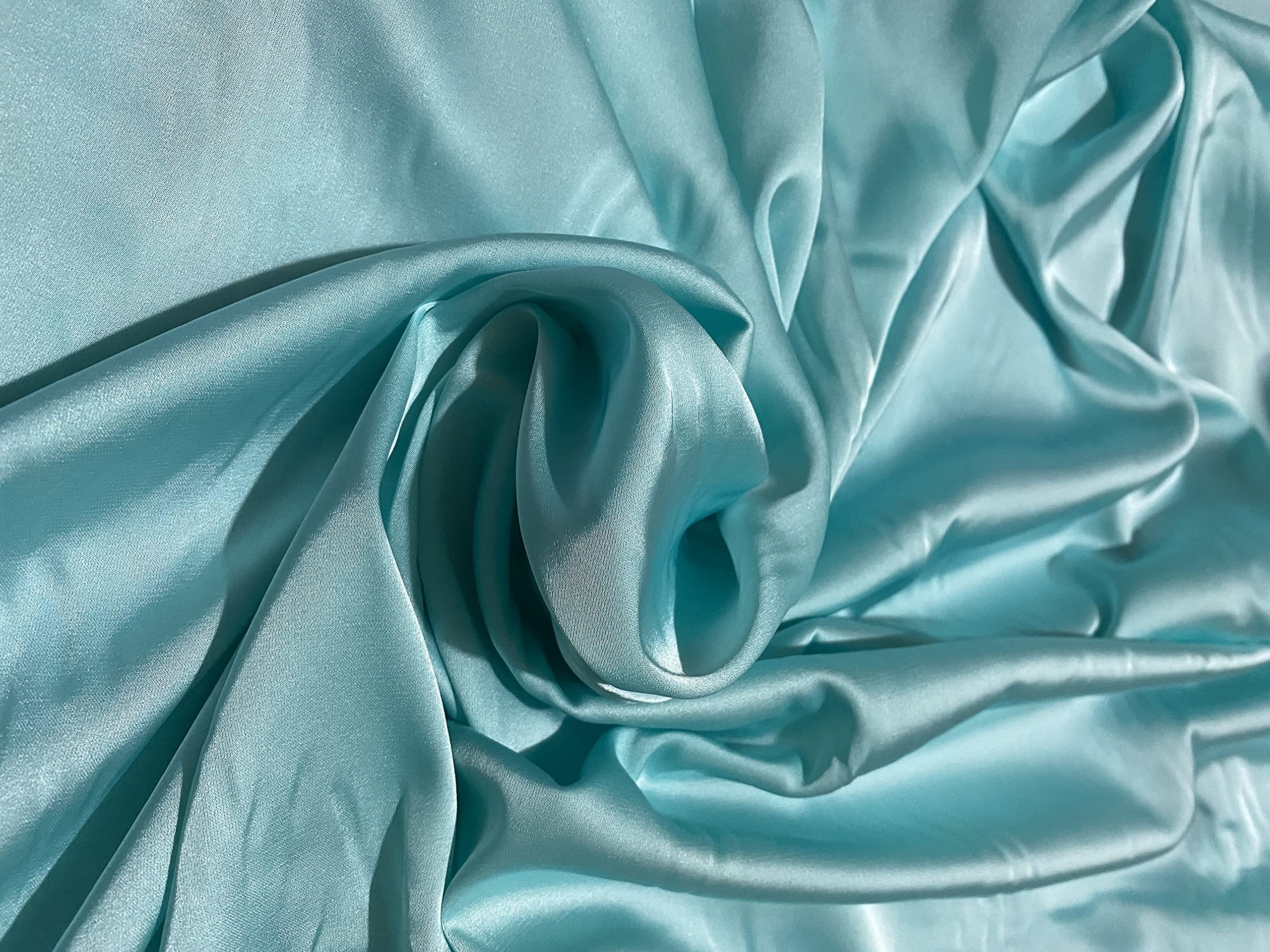 Novato Textiles New Premium Silky Smooth Lightweight Charmeuse Satin Dress Fabric Bridal"54" Wide (Neon Sky Blue, 1 Meter pre Cut)
