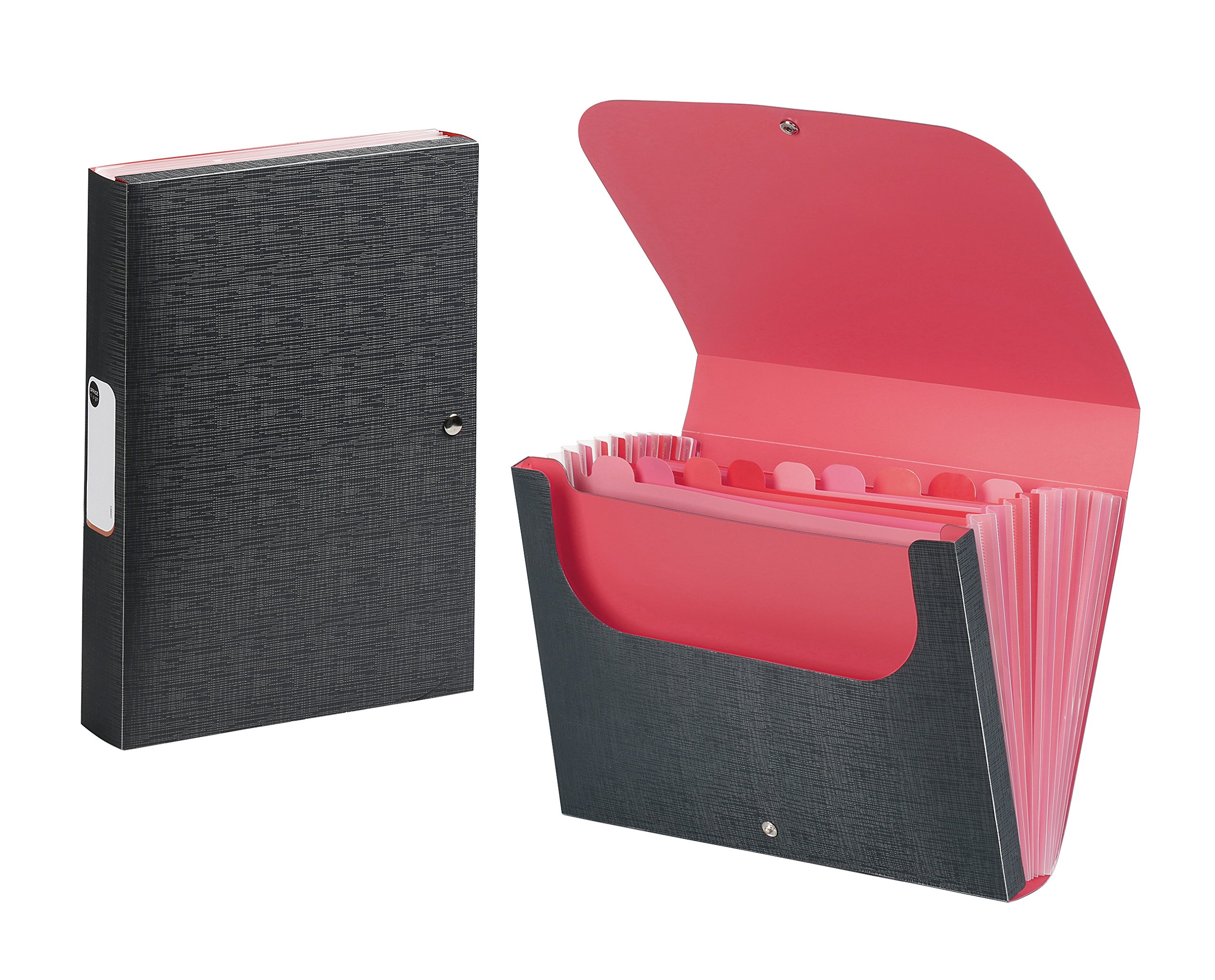 Expanding File with Flaps 12 Slots Extendable Folder red