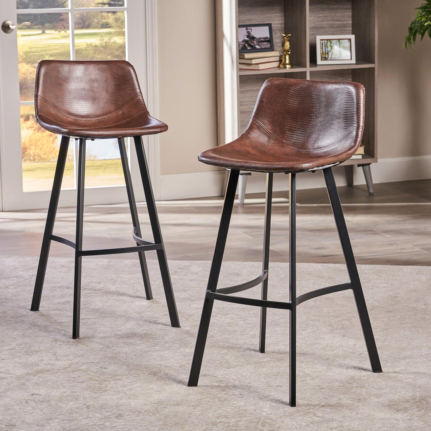 Christopher Knight Home Dax Barstools, 2-Pcs Set, Snake Skin Brown: Furniture & Decor