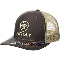 Cappello Snapback Uomo Cappello Snapback Ariat Uomo, Ricamato Con Logo Scudo, Regolabile, Color Cachi/nero Cappello Regolabile Cachi Nero