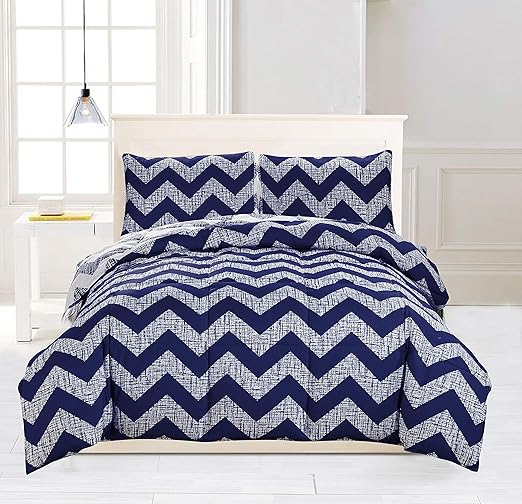 Amazon Com Kensie Wyatt Chevron Reversible Comforter Set Full