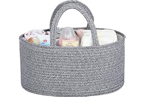 QiANBiRD Baby Diaper Caddy Organizer for Girl Boy Rope Car Diaper Caddy Organizer Basket for Changing Table Cart Portable Diaper Organizer Caddy Tote Baby Organizer for Nursery Shower Registry Grey