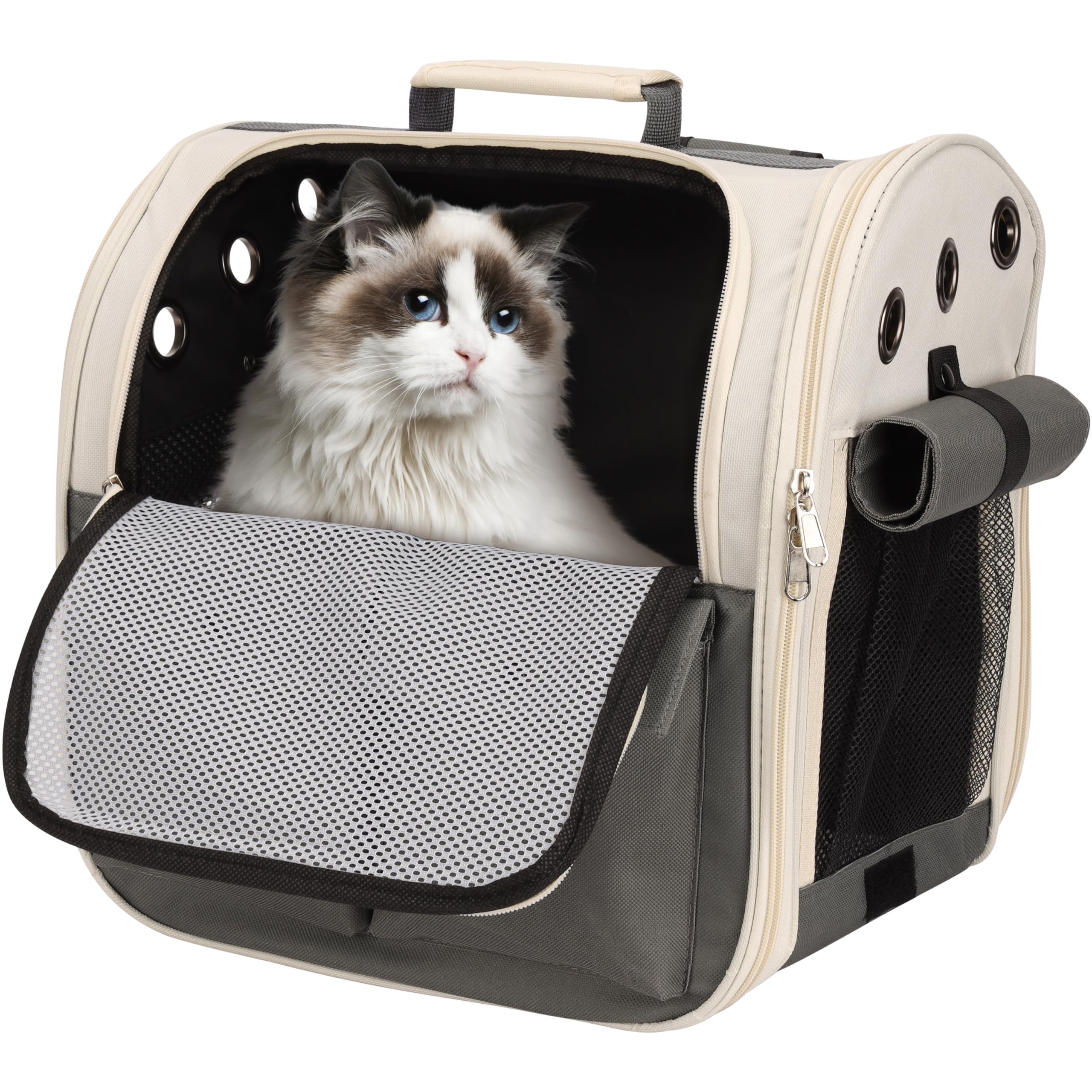 Belle Vous Pet Carrier Backpack - Breathable Rucksack with Front Opening for Cat or Small-Medium Dog/Puppy - Mesh Carrier for Walking, Hiking & Travel
