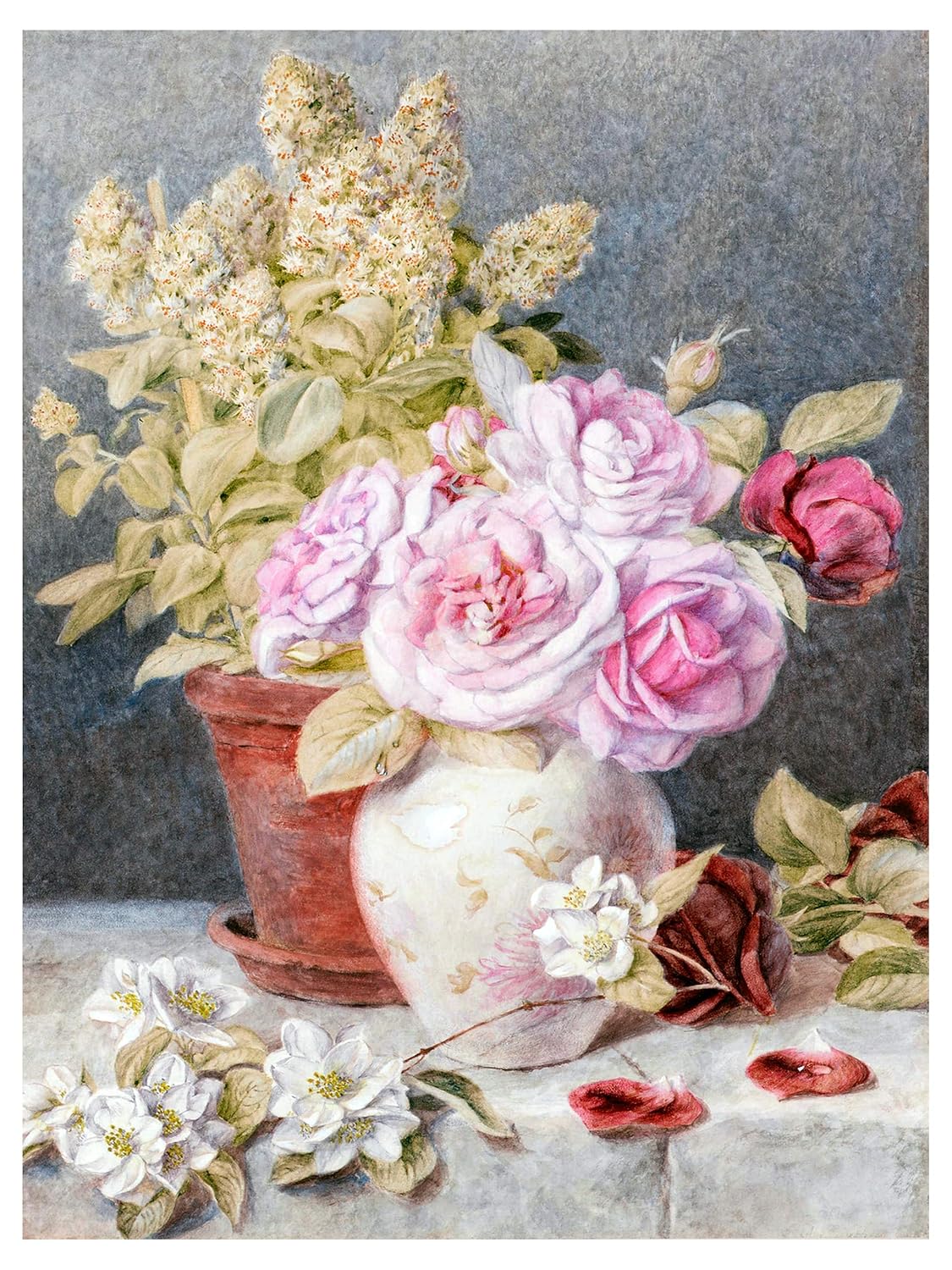 Roses Jasmine Branch by M. Duffield Tile Mural Kitchen Backsplash Marble Ceramic