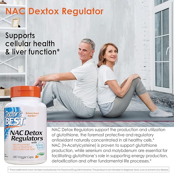 DOCTOR’S BEST NAC DETOX REGULATORS WITH SELENO EXCELL, NON-GMO, VEGETARIAN, GLUTEN&SOY FREE, 180 VEGGIE CAPS, 180COUNT
