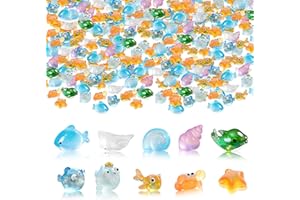 KARIDER Mini Resin Animals, 50 PCS Mini Resin Ocean Animals Figure, Cute Realistic Sea Resin Animal Figurines Tiny Ocean Anim