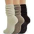 BomKinta Pilates Socks with Grips for Women - Yoga Grippy Slouch Scrunch Sock - Slipper Socks for Barre Workout Hospital