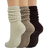 BomKinta Pilates Socks with Grips for Women - Yoga Grippy Slouch Scrunch Sock - Slipper Socks for Barre Workout Hospital