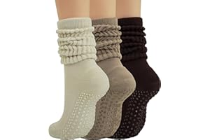 BomKinta Pilates Socks with Grips for Women - Yoga Grippy Slouch Scrunch Sock - Slipper Socks for Barre Workout Hospital