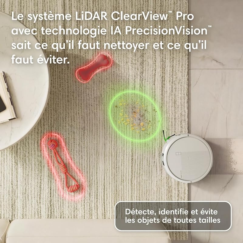 Roomba Plus 576 Combo Robot+AutoWash- 25KPa -Base Multifonction - Lavage à 75°C - séchage des lingettes à 45°C - LiDAR Clearview+Caméra - 3 mois d'autovidage - Accessoires supplémentaires- Noir