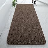 AROGAN Luxury Long Bathroom Runner Rug, 24x60 Inch Thick Soft and Absorbent Non Slip Bath Mat, Rubber Backing Quick Dry Rugs Carpets, Machine Washable Plush Mats for Shower Floor, Deep Brown