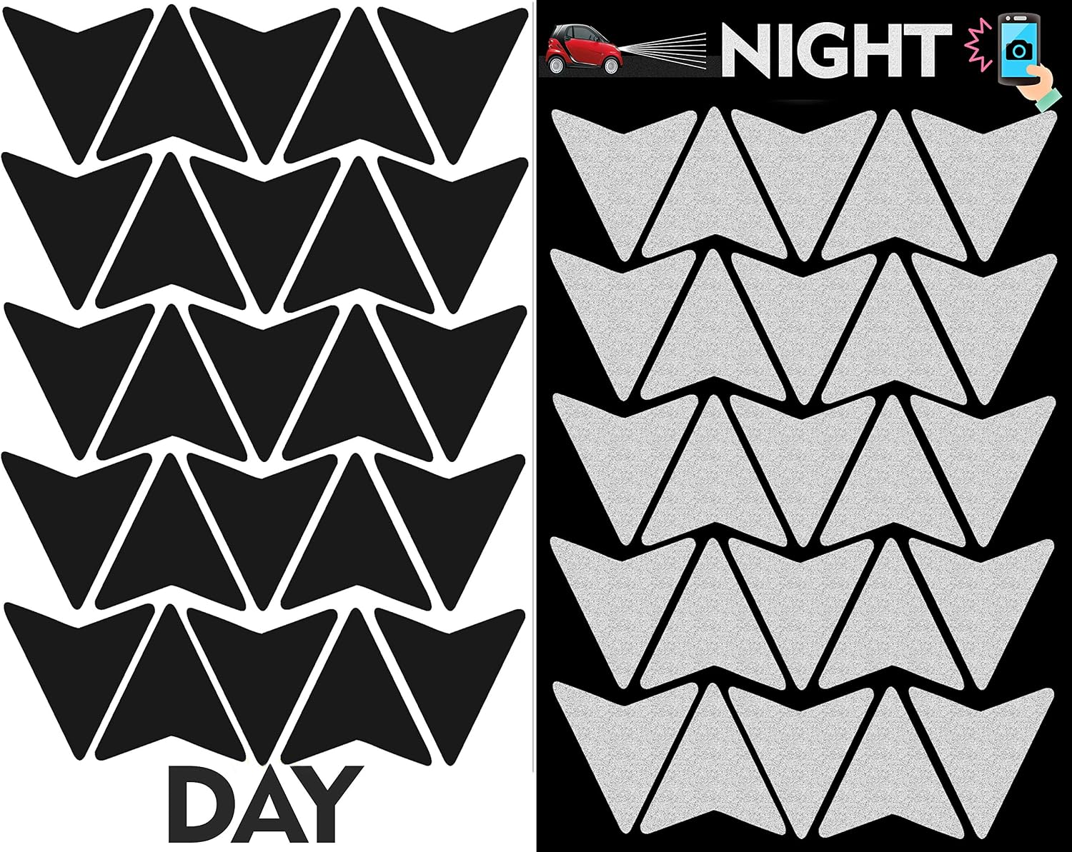 Biomar Labs Reflective Vinyl Sticker Set Weatherproof Self Adhesive Decals for Car Motorcycle Bicycle Scooter Helmet Window Exterior Interior Styling Visibility Personalisation (25 Pieces D 53) - Image 4