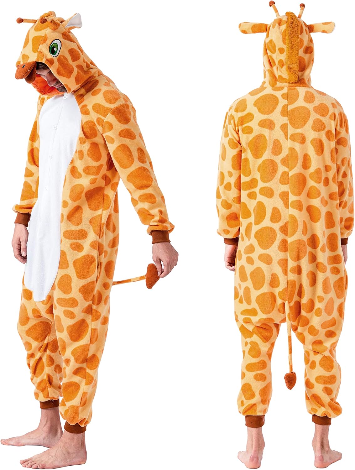Spooktacular Creations Unisex Adult Giraffe jumpsuit jumpsuit Plush Giraffe Costume with Hat and Tail for Dress Up Party Role Playing Themed Parties Halloween Costume (M) - Image 4