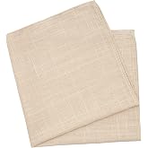 BELLUNO Solid Pocket Square for Men, Cotton and Linen Blend