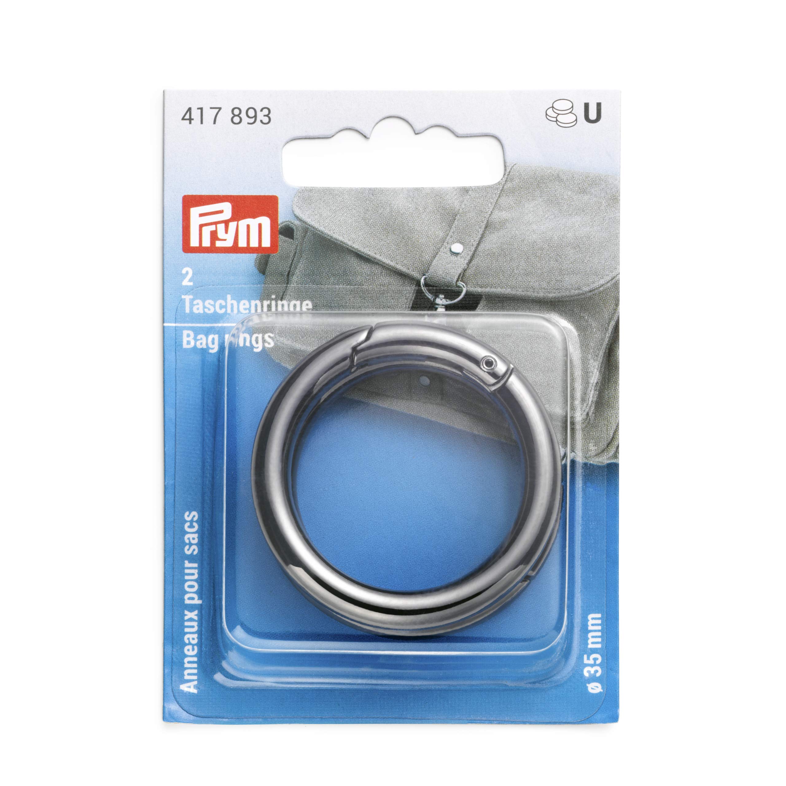 Prym Bag Rings, Zinc Alloy, Gunmetal, 35 mm