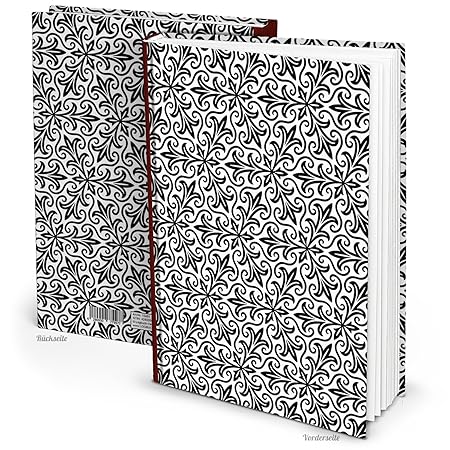 XXL schwarz weißes ORIENT Muster Notizbuch DIN A4 Muster mit 164 leeren weißen Seiten - Tagebuch Einschreibbuch Blankobuch - 