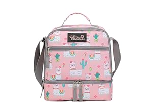 Tilami Lunch Bags Insulated Adjustable Strap Zipper, Two Compartments Cooler Bags, Bento Bags for Kids Toddlers (Aplaca)