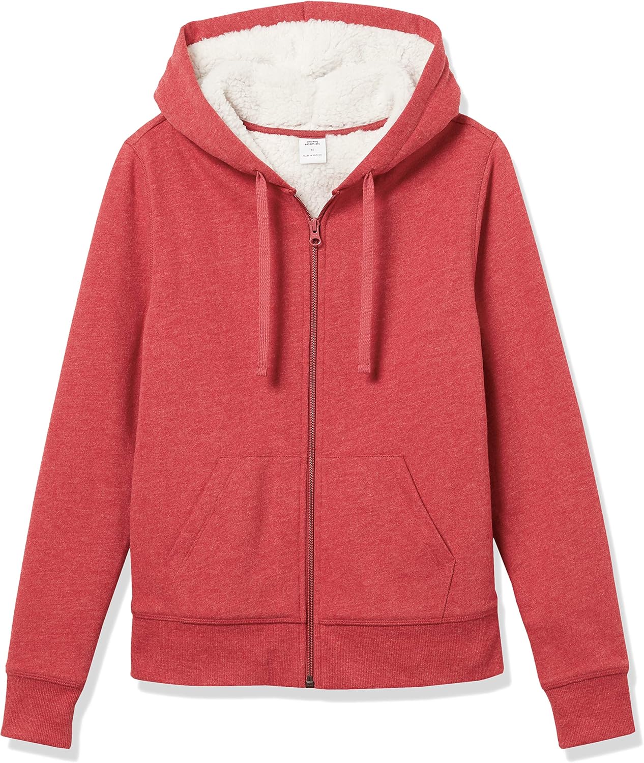  Essentials Women's Sherpa-Lined Fleece Full-Zip Hooded Jacket: Clothing