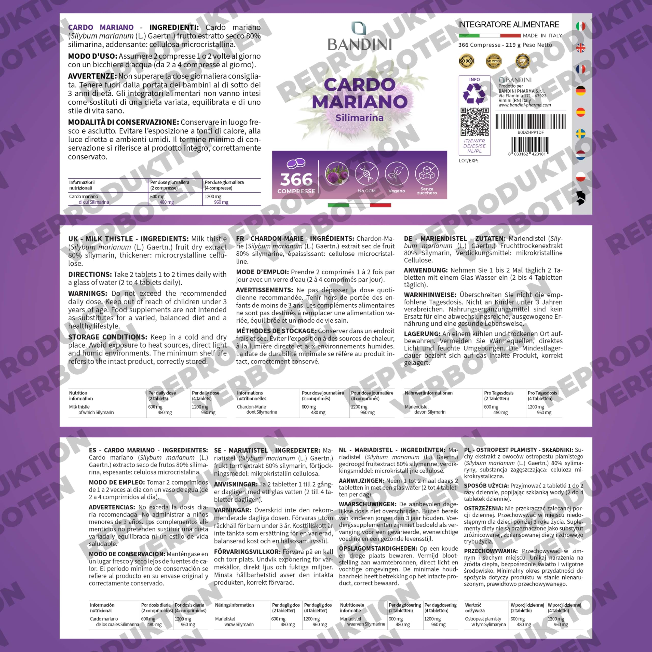Bandini® Mariendistel 366 Tabletten | Artischocke und Löwenzahn-Komplex | 5