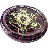 ZZYBIA LARGE 4" Amethyst Crystals Metatron's Cube Merkaba Coaster Water Charging Plate Energy Dome