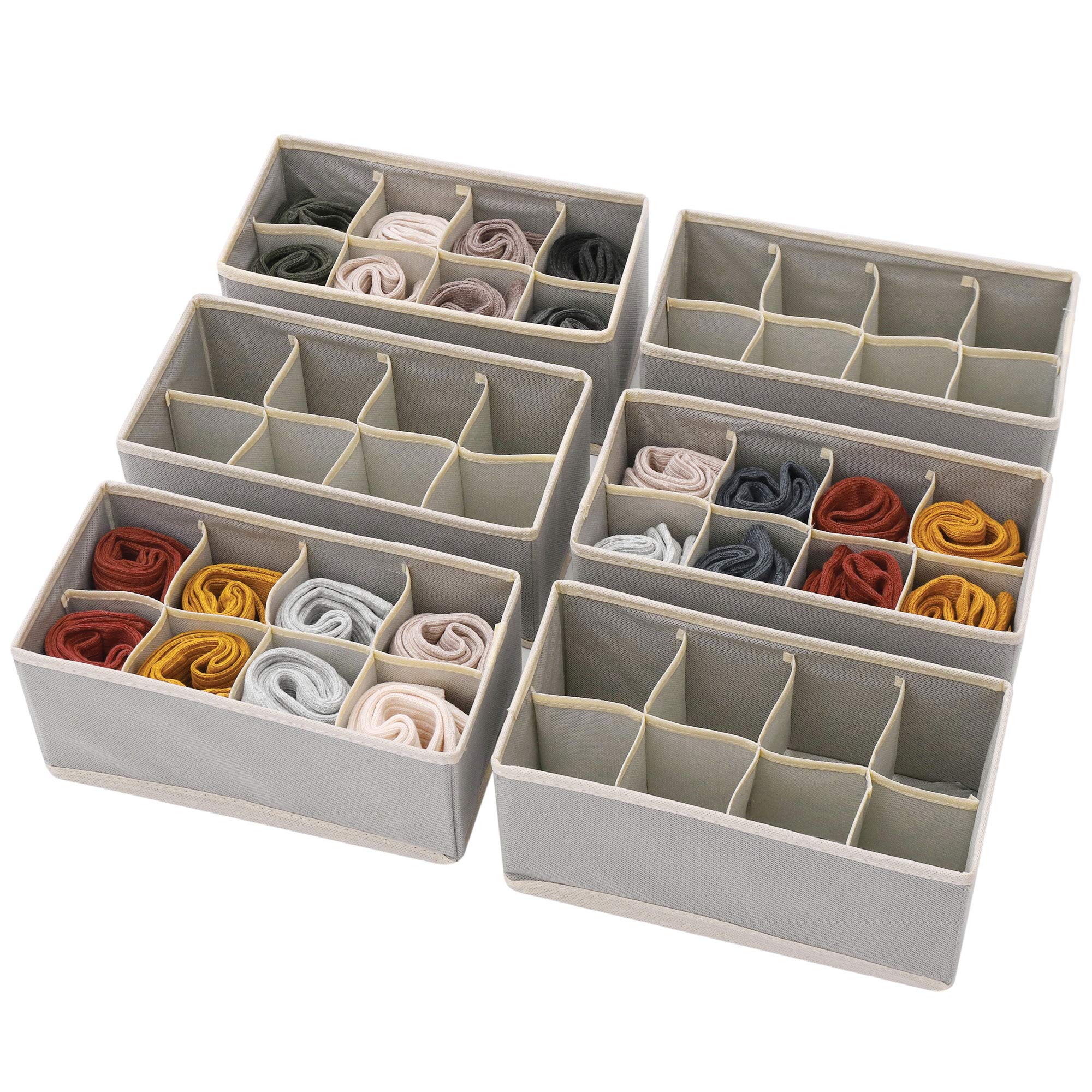 DIOMMELL Set of 6 Foldable Cloth Storage Box Closet Dresser Drawer ...