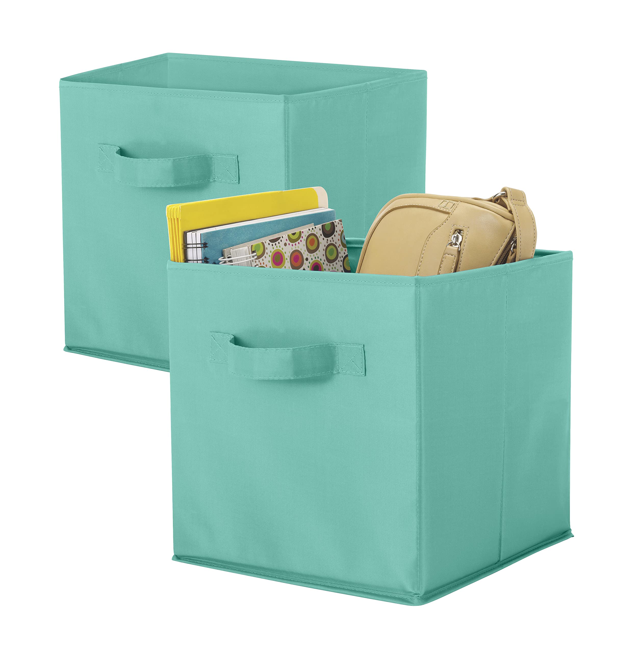 Whitmor Set of 2-10 x 10 x 10 inches-Turquoise Collapsible Cubes, Fabric