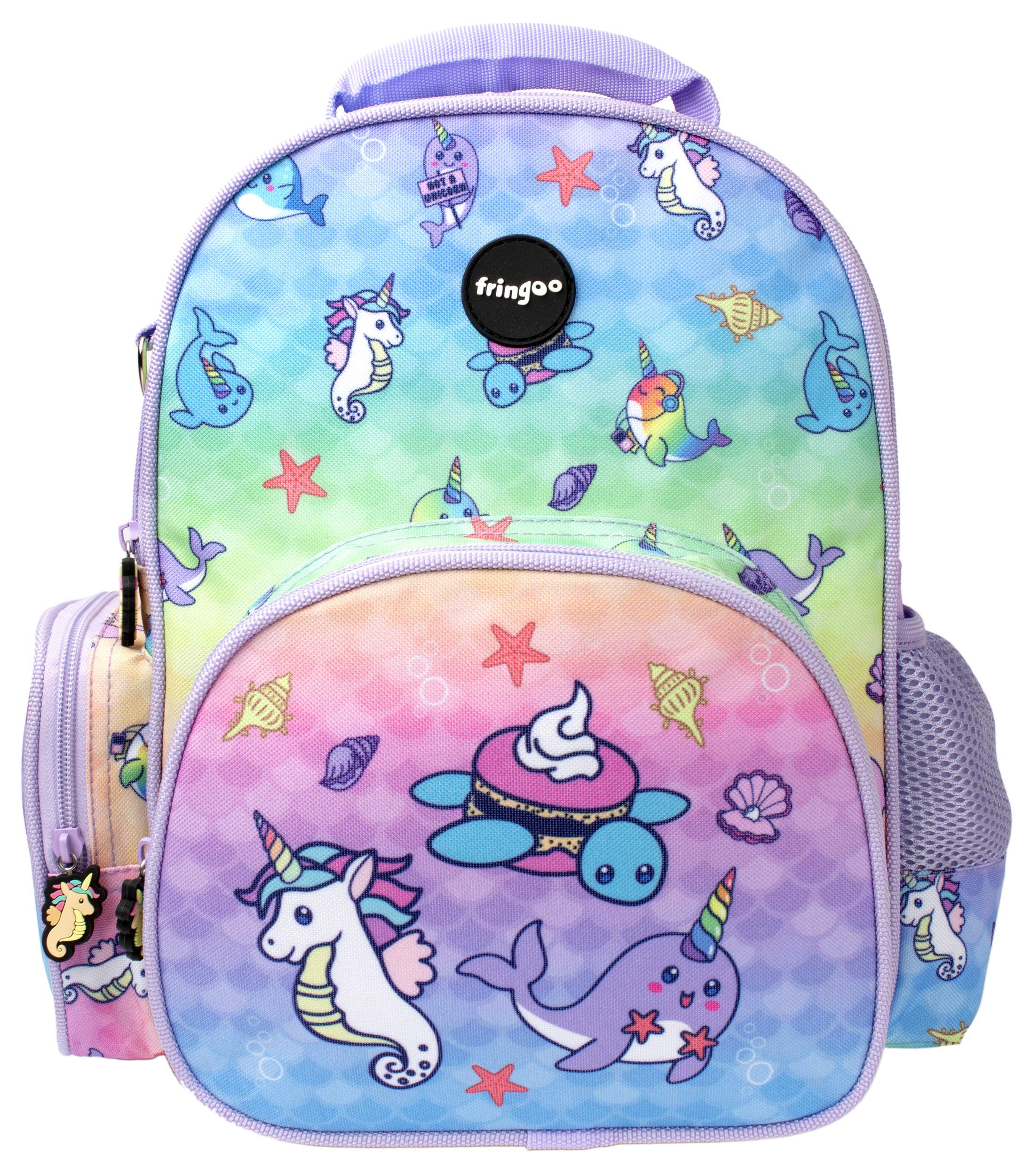 Fringoo - Kids Backpack For Girls | Designed for Young Children and Toddlers | Perfect for Nursery or Primary School | Machine Washable - Narwhal & Seahorse