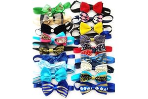 PET SHOW 50 Pack Small Dog Bow Ties Collar Boy Dog Bowties Bulk Adjustable Pet Charms for Small Medium Puppy Cat Kitten Male Party Birthday Gift Assorted Doggies Grooming Neck Accessories