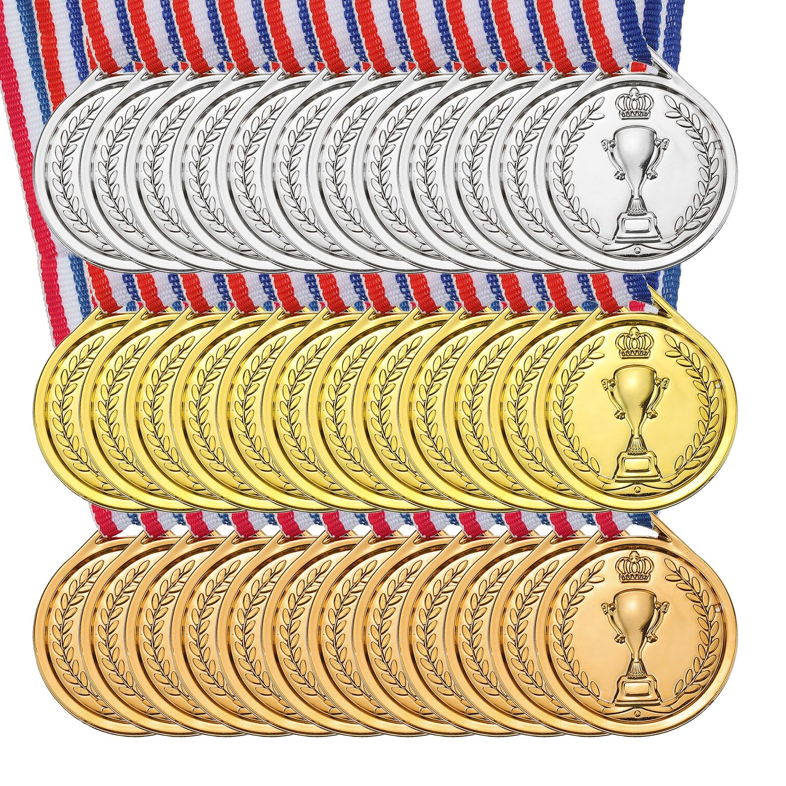 PATIKIL 1.5" Mini Gold Silver Bronze Award Medals, 36 Pack Plastic Winner Medals 1st 2nd 3rd Place Prizes Medals with Neck Ribbon for Games Sports Competitions Party Favors