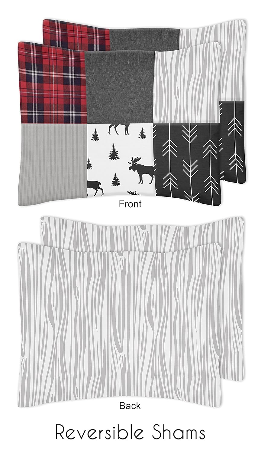 3 Piece White Grey Plaid Flannel Comforter Full Queen Set Cabin