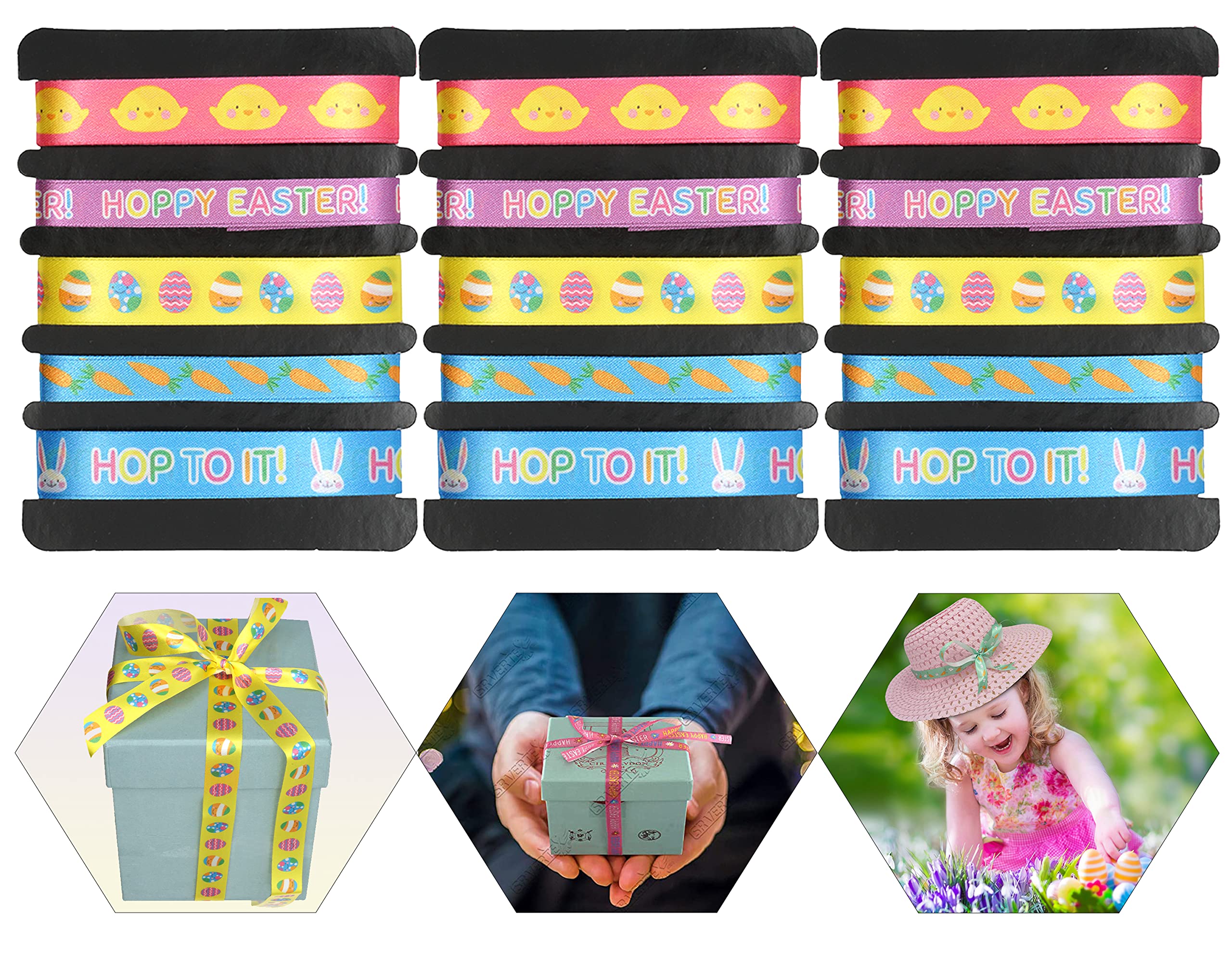 15Pcs Spring Ribbons, Easter Gift Wrapping, DIY Bows, Arts & Crafts, Bonnet Decor, Polyester Ribbon for Party, Sewing, Weddings, Scrapbooking & Home Decorations – 1.5m